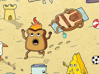 Burnt Toast at the Beach beach hot illustration sand summer sun suntan toast