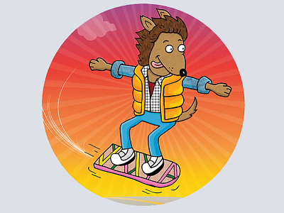 Marty McDog back to the future funny hoverboard illustration teen wolf vest