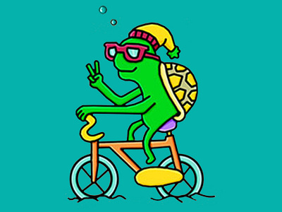 Turtle on underwater bike