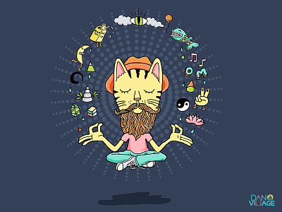 Katma cat illustration karma kitty meditation peace zen