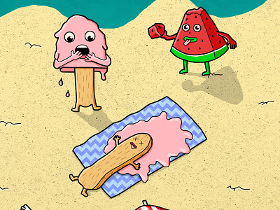 Hot Popsicle beach hot illustration popsicle sand summer sun suntan watermelon