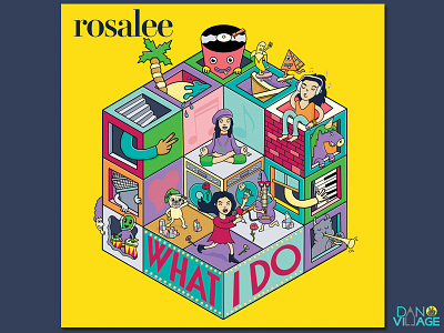 Rosalee What I Do Album Cover album beach illustration music peace pug records roses skateboarding unicorn vinyl zen