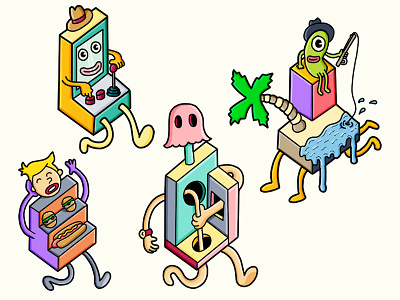 Isometric Characters characters color fun illustration isometric stickers surreal