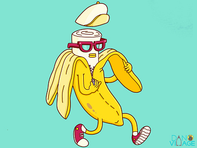 Banana man banana character cool fruit illustration