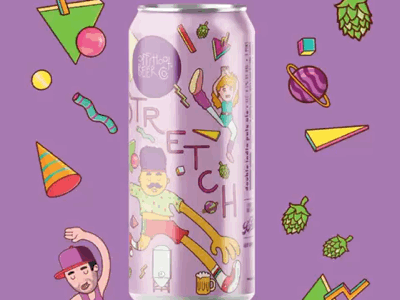 Stretch IPA can label design for Offshoot Brewing