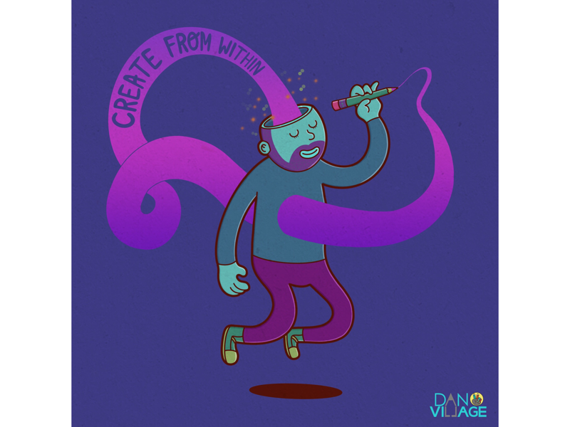 Create from within! floating artist editorial conceptual illustrator