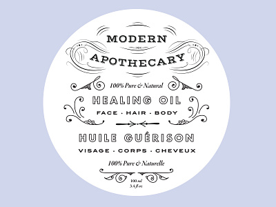 Healing Oil Label beauty body face hair label natural oil packaging vintage
