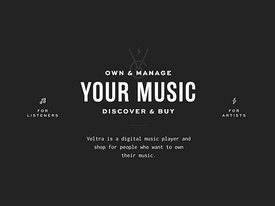 New Voltra Website black and white music typography website