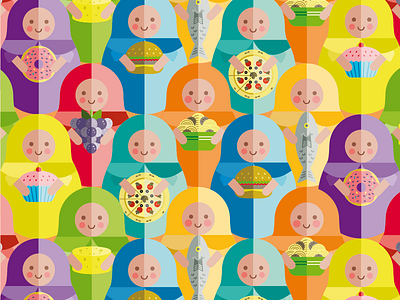 Matryoshka dolls cute doll food happy illustration vector work
