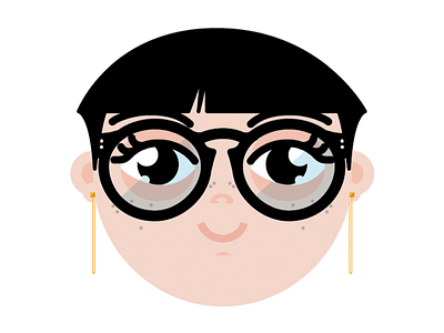 Self portrait face flat glasses illustration me selfportrait vector