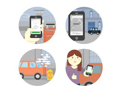 Pitch airport app car crash girl happy illustration illustrator phone police street vector