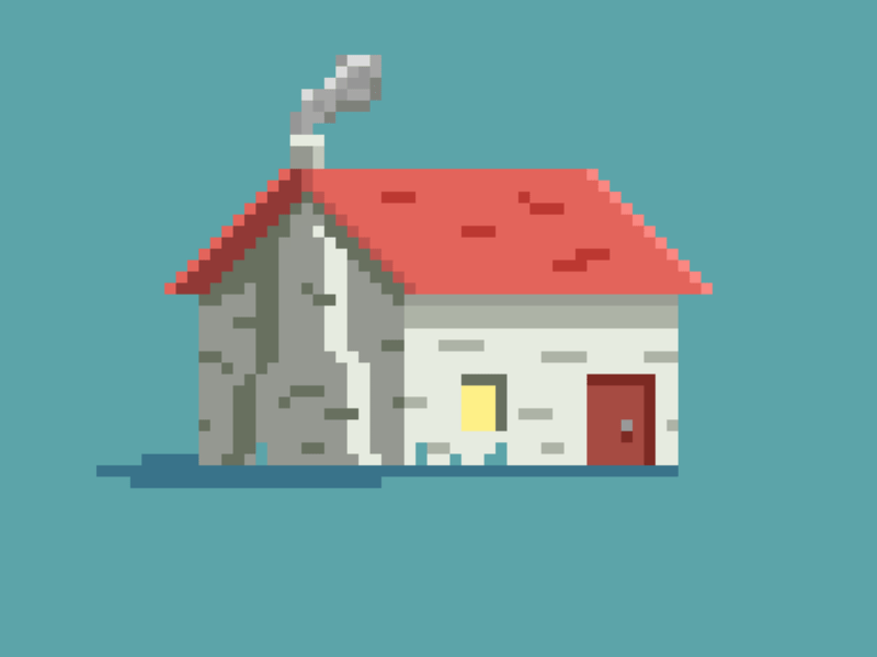 Pixel Art - Animated House animated animatedgif art asset chimney game art game design graphic design house pixel pixel art smoke