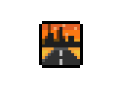 Road To The City | Mini Pixel Art adobe adobe photoshop art city design graphics illustration photoshop art pixel art road sunset