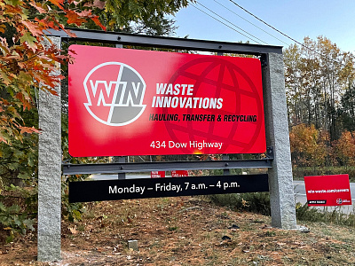 WIN Waste Innovations Eliots, ME transfer station rebranding. facility branding