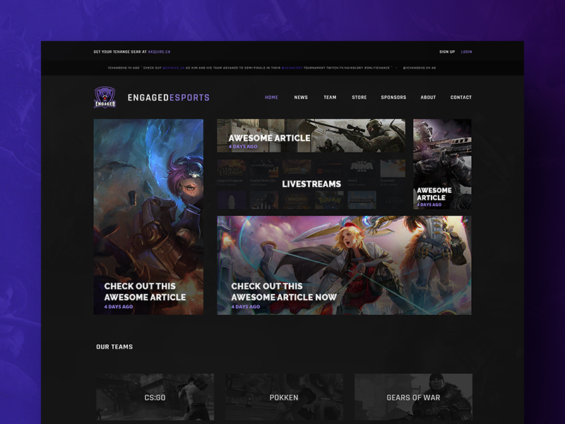 Engaged eSports Website Design by Bruno Menty on Dribbble