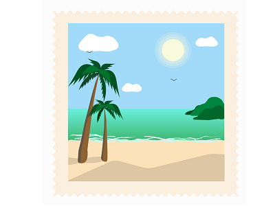 Tropical island design illustration vector море остров отдых пальмы песок пляж солнце тропики