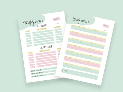 Monthly and weekly budget planners budget design finance plan planner vector