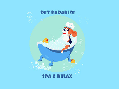 Character illustration for grooming salon bath character design dog grooming illustration salon