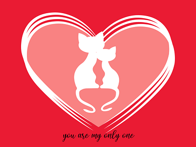 St.Valentine's Day design cats heart love romantic sett st.valentines day tender