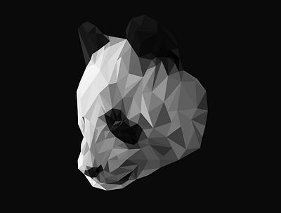 Low-poly panda black and white card design illustration low poly panda vector