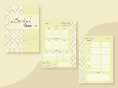 Monthly and weekly budget planners design illustration monthly pastel colors planner vector weekly