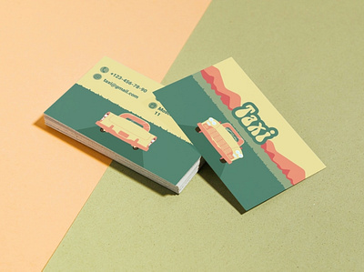 Taxi business card business business card card design illustration retro style taxi vector