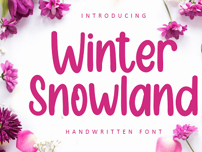 Winter Snowland calligraphy font design lettering script font typography