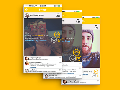 Buhz | View Comments buhz comments design layout mobile ui ui design view yellow yellow ui