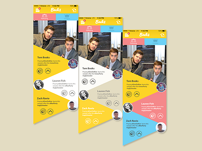 Buhz | Concept Feed Design Draft A buhz buzz college design feed mobile network social ui university yellow