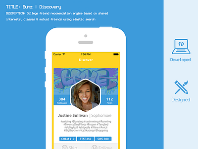 Discovery blue cards design ios mobile swipe ui