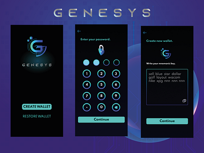 Genesys Wallet app blockchain design graphic design ui ux