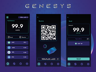 Genesys Wallet balance app blockchain graphic design illustration logo ui ux