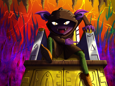 Aware Nightmare character devil digital fantasy illustration imp painting throne