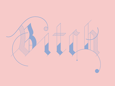 Pink B blackletter freelance gothic graphic design illustration lettering pantone playful rose quartz san diego serenity