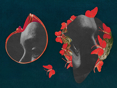 Redo abstract blue collage composition cut and paste editorial editorial illustration freelance graphic design moody photomontage