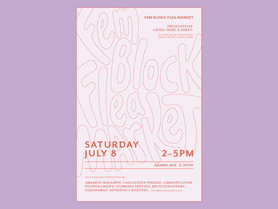 Fem Block Flea Market - Final design event poster freelance girls to the front graphic design illustration in your face lettering poster san diego type typography
