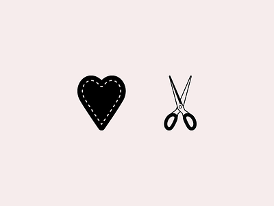 Ld Icons 01 black and pink freelance designer heart iconography icons illustration print design san diego scissors small shop web design
