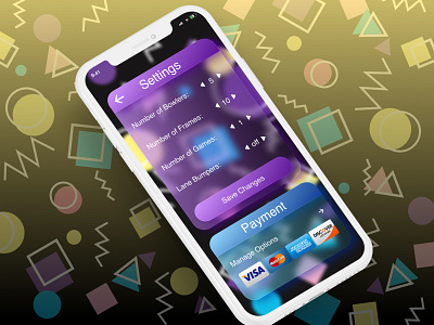 Bowling Party App Settings - Daily UI 008 90s app bowling branding daily ui design glassmorphism retro screen settings tinted glass ui ux vector