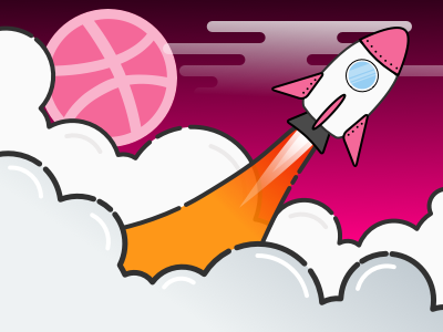 Debut Shot: space doodle debut pink rocket space take off