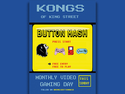 Button Mash Gaming event poster graphic design illustration poster design