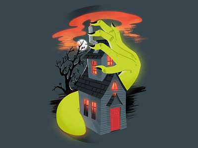 The Evil Shed glow halloween hands haunted haunted house illustration procreate