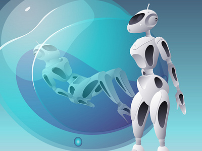Rob33 artificial intelligence future technologies glass material robot transparent иллюстрация фантазия яркий