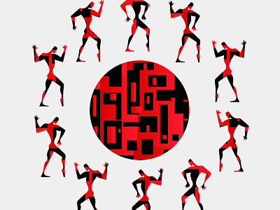 Poster Collection Suprematism. "Hike" абстракция идея иллюстрация костюм красный плакат силуэт символ танец театр черный яркий