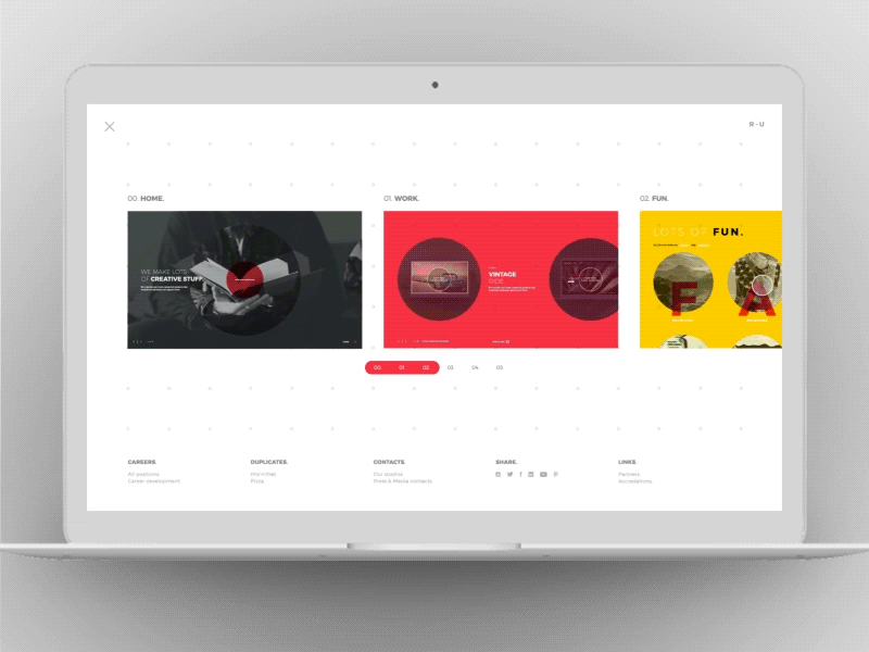 Nav-play agency animation dark light navigation ux website