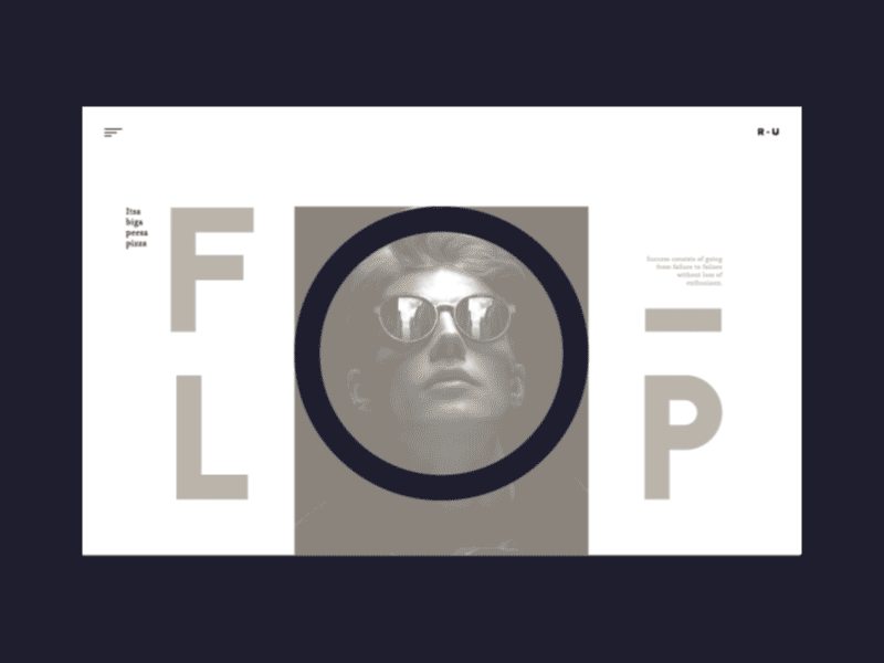 Flop load animation fun load mono portrait typography ui ux website