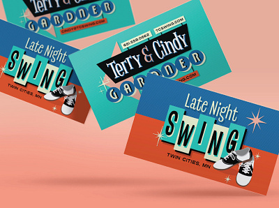 Late Night Swing - Business Cards 1950s 50s branding business card design business cards cards dance dance music dancing design designs logo design retro retro design saddle shoes shoes swing dance vintage