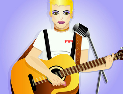 Dolores O'Riordan 90s acoustic art band cranberries digital art fan art guitar linger music portrait portrait illustration singer songwriter the cranberries vector vectorart zombie