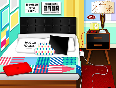 Bedroom art artist bedroom bedroom decor bedroom design digital art home illustration illustration art illustrator interior laptop mid century personal project vector art vector artist