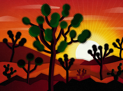 Joshua Tree Sunset art california desert design digital art illustration joshua tree joshua tree national park national park national parks nature print sunset vector vector art vector illustration vectorart