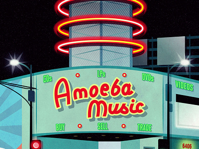 Amoeba Music amoeba amoeba music art digital art digital illustration fan art fanart hollywood illustration los angeles music neon neon sign record shop record store sunset blvd sunset boulevard vector vector art vectorart